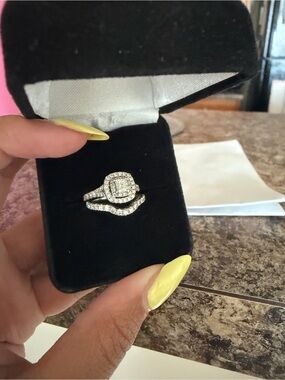 Neil Lane 14k WG Double Halo Engagement Ring Set